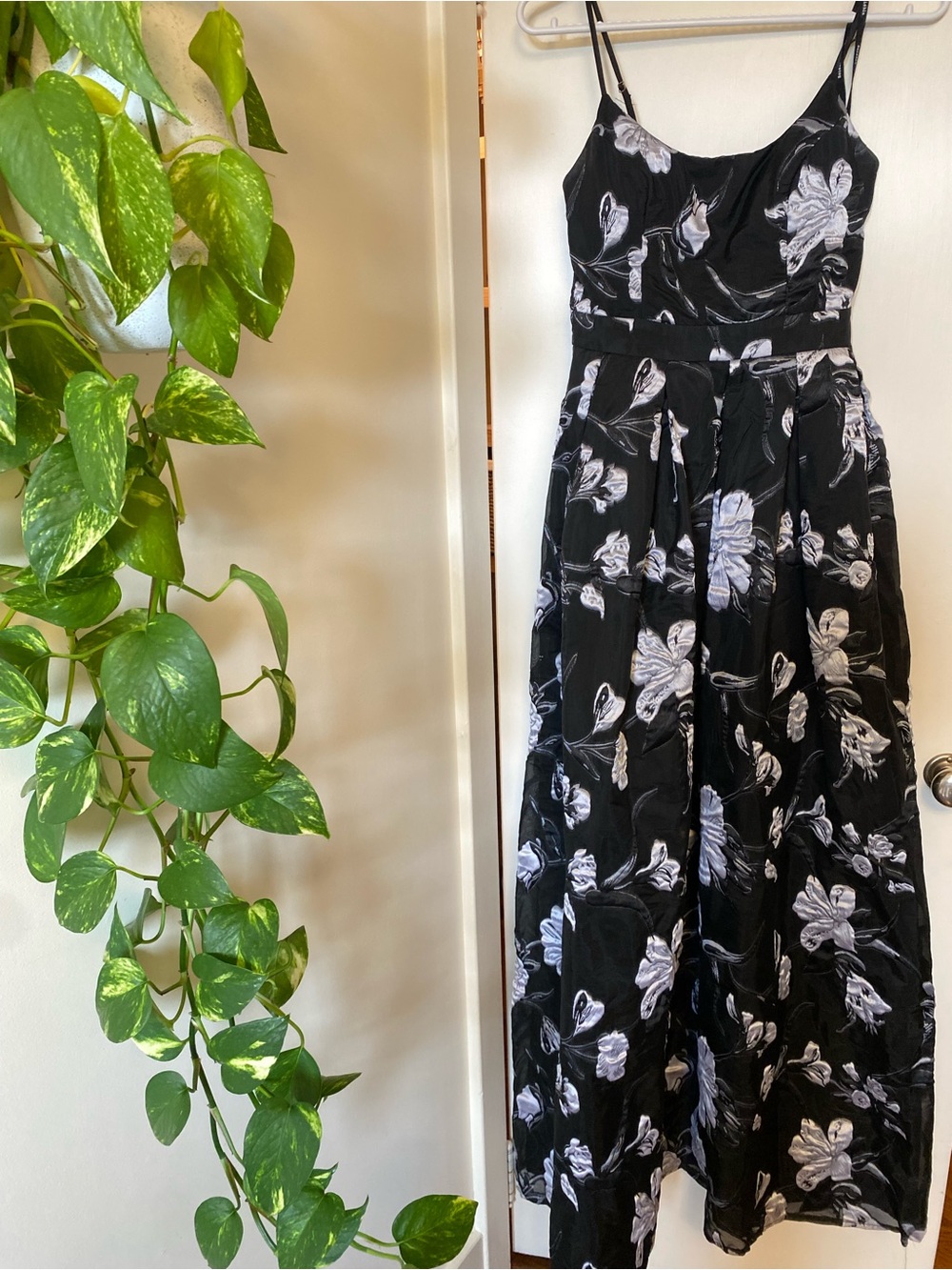 Black Floral Spaghetti-Strap Maxi Dress